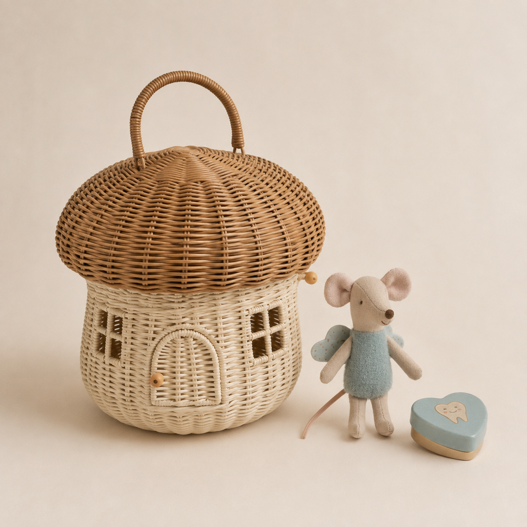 Maileg Fairy Mouse Mint,Tooth Box & Mushroom House Bundle