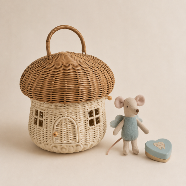 Maileg Fairy Mouse Mint,Tooth Box & Mushroom House Bundle