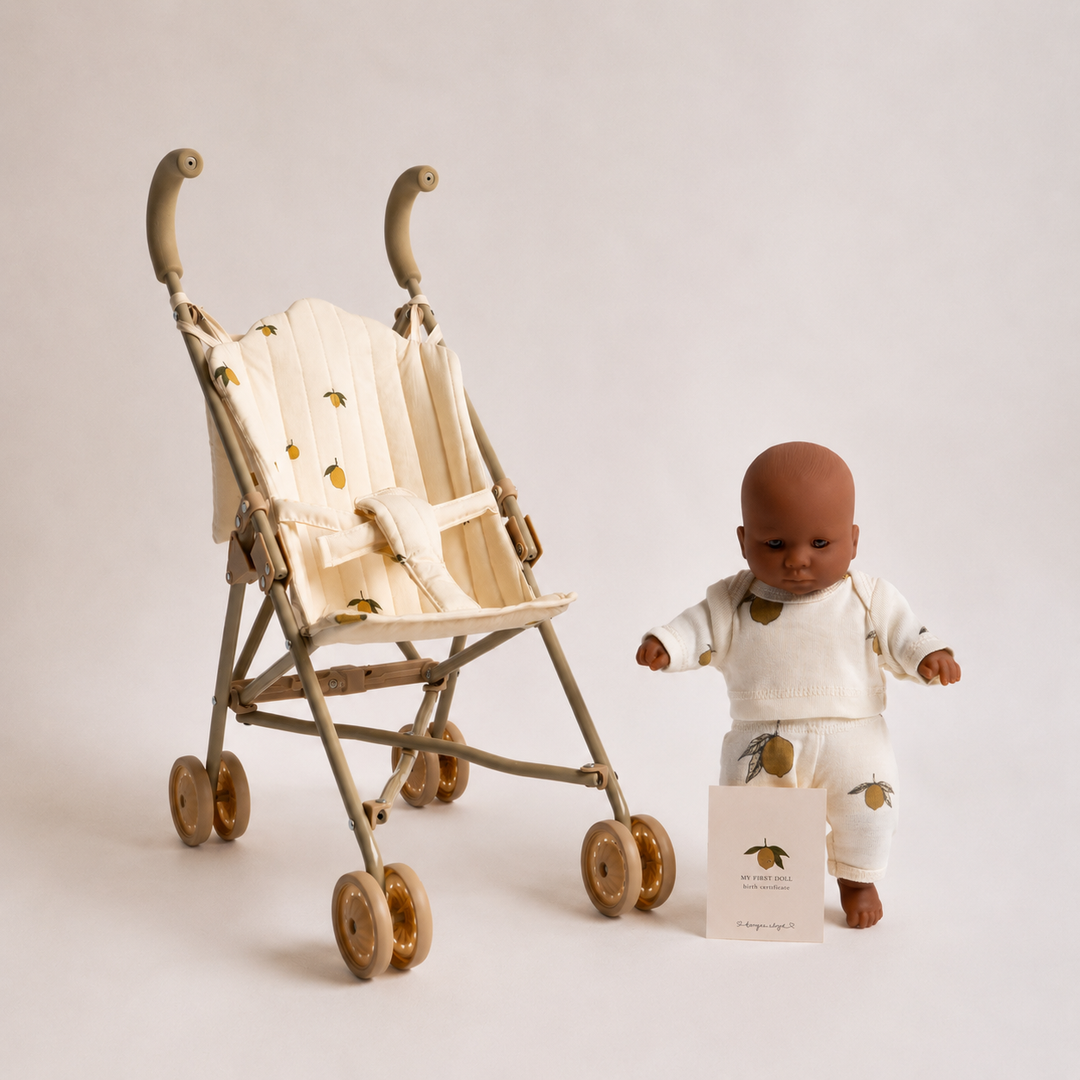 Konges Slojd - My First Mini Doll & Stroller Bundle - Lemon
