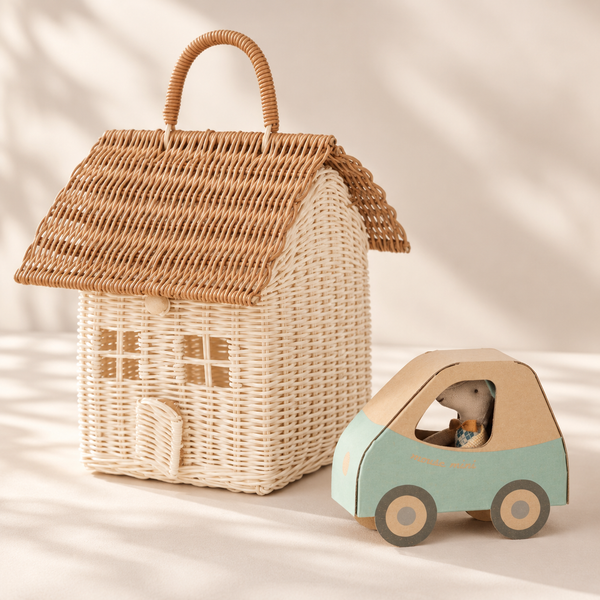 Maileg Driver Mouse Little Brother & Rattan House Cottage Bundle