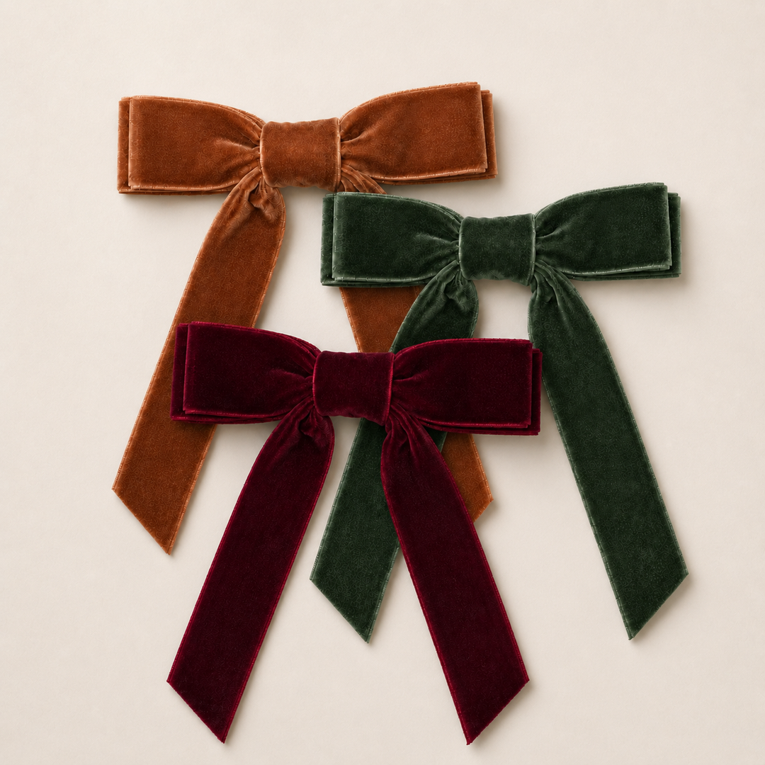 Mabel & Fox - Hair Bow Clips - Cosy Velvet (3pcs)