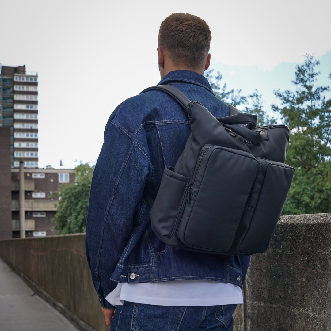 Ozzy Changing Tote / Backpack 2.0 Matte Black - Mabel & Fox