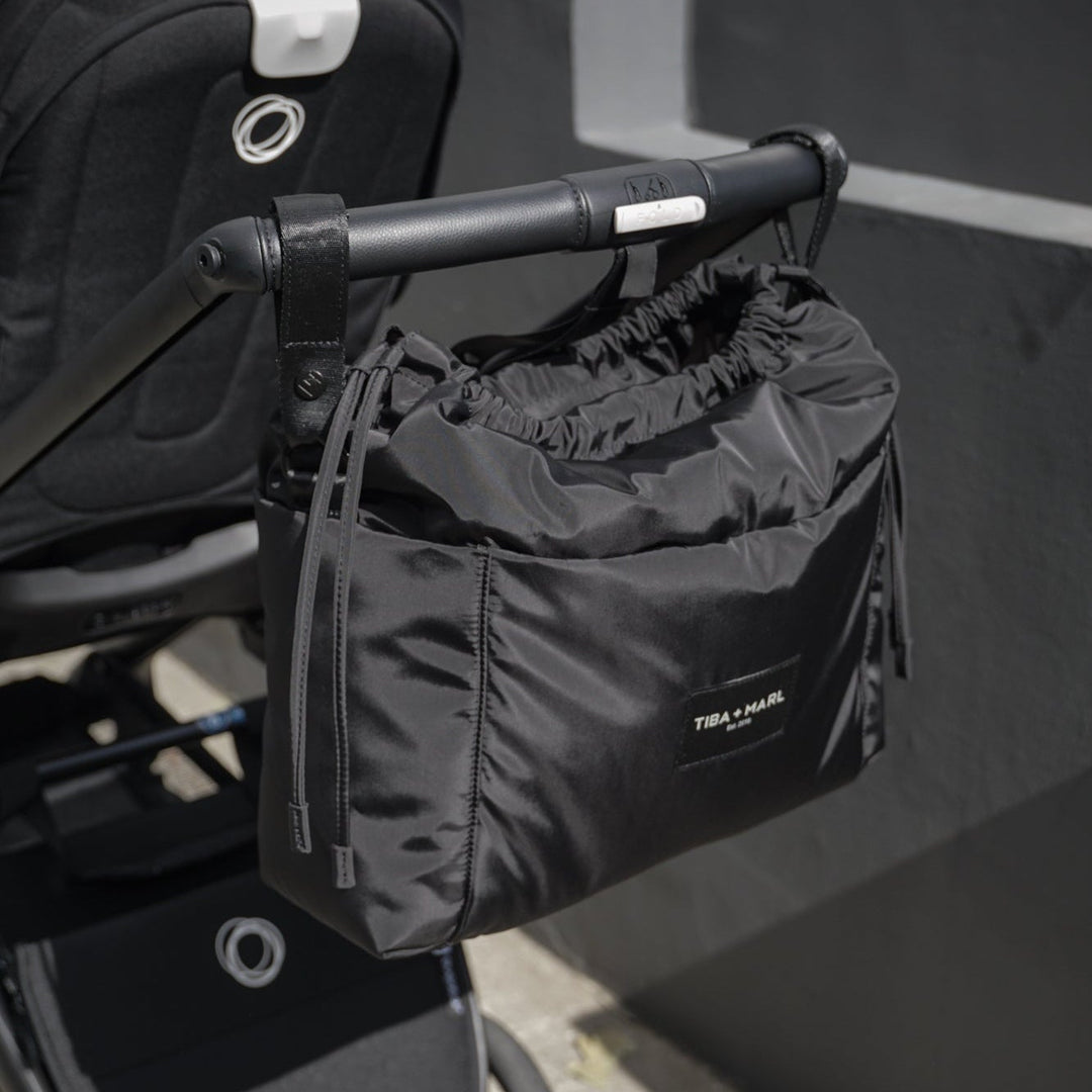 Luna Drawstring Changing Tote Black - Mabel & Fox