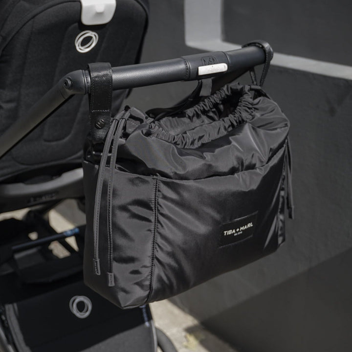 Luna Drawstring Changing Tote Black - Mabel & Fox
