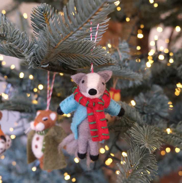Fiona Walker - Christmas Decoration - Festive Forest Badger - Mabel & Fox