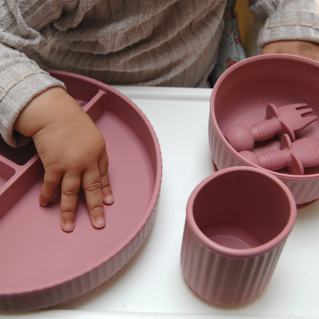 Mabel & Fox - Complete Silicone Tableware Set - Pink (7 Pcs)