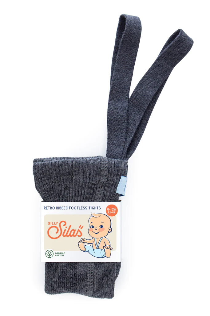 Silly Silas - Footless Cotton Tights -Dark Grey Blend - Mabel & Fox