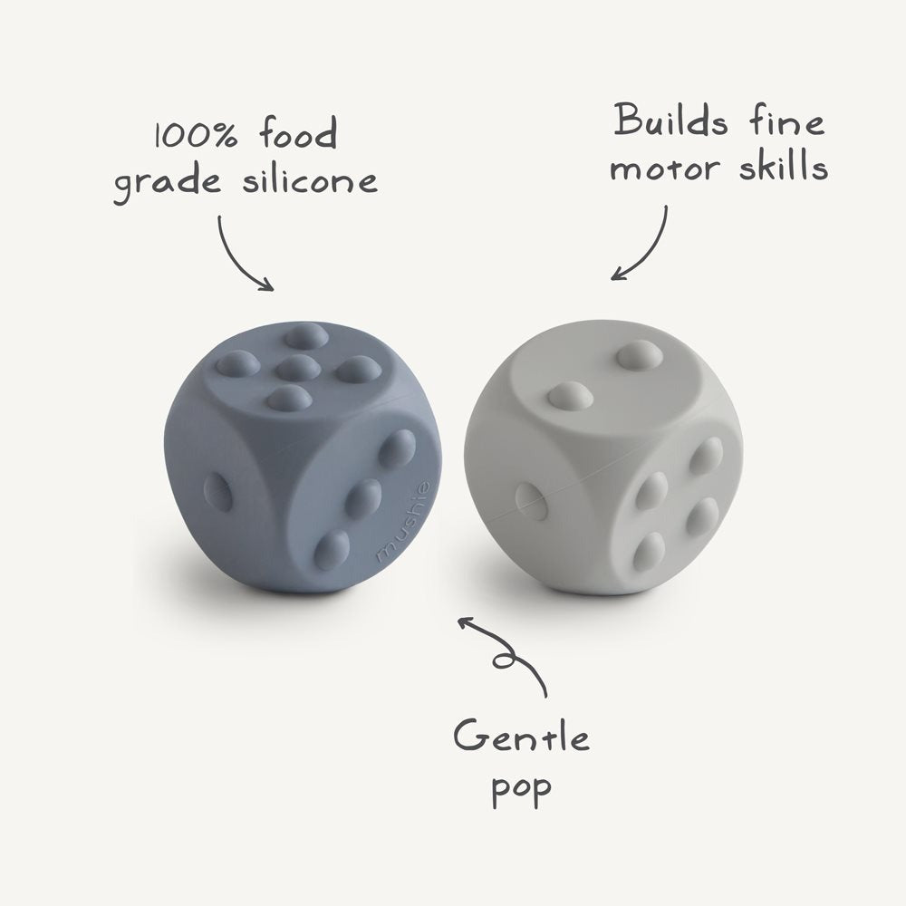 Mushie - Dice Press Toy - Dried Thyme/Natural ( 2- Pack)