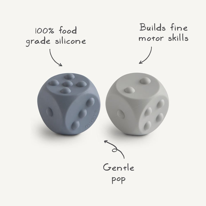 Mushie - Dice Press Toy - Tradewinds/Stone ( 2- Pack)