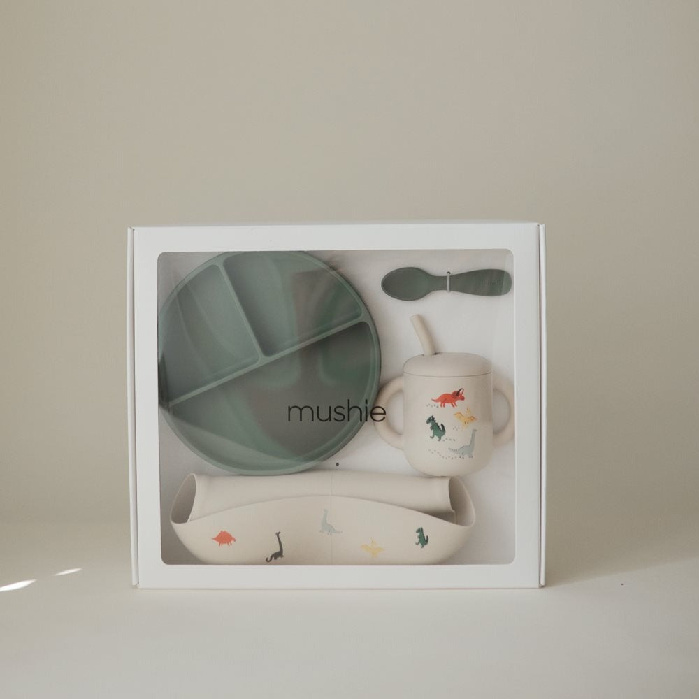 Mushie - Silicone Feeding Toddler Set - Dinosaurs - Mabel & Fox