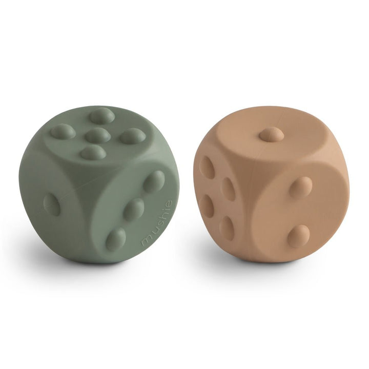 Mushie - Dice Press Toy - Dried Thyme/Natural ( 2- Pack)