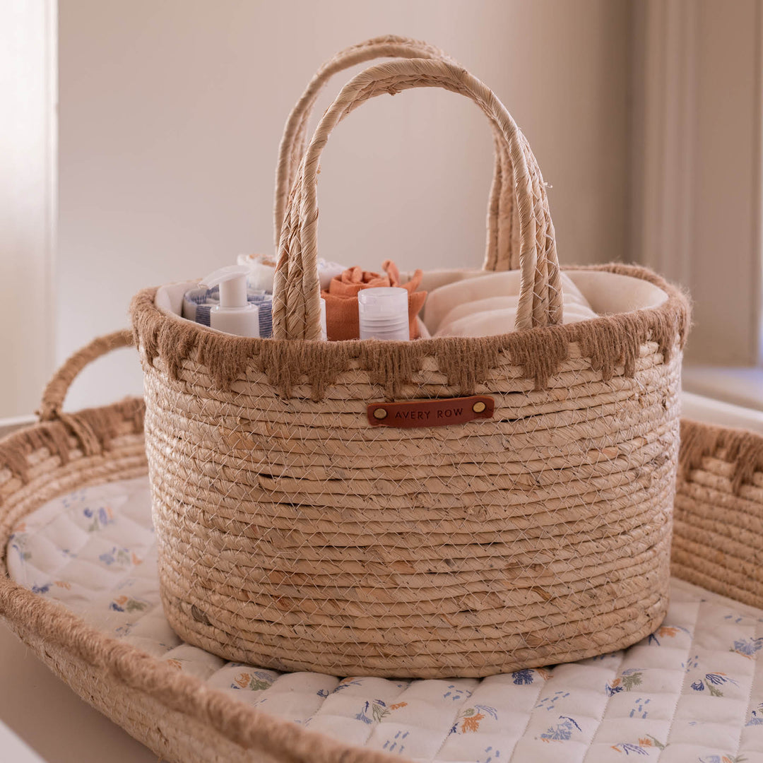 Avery Row – Maize Nappy Caddy – Natural - Mabel & Fox