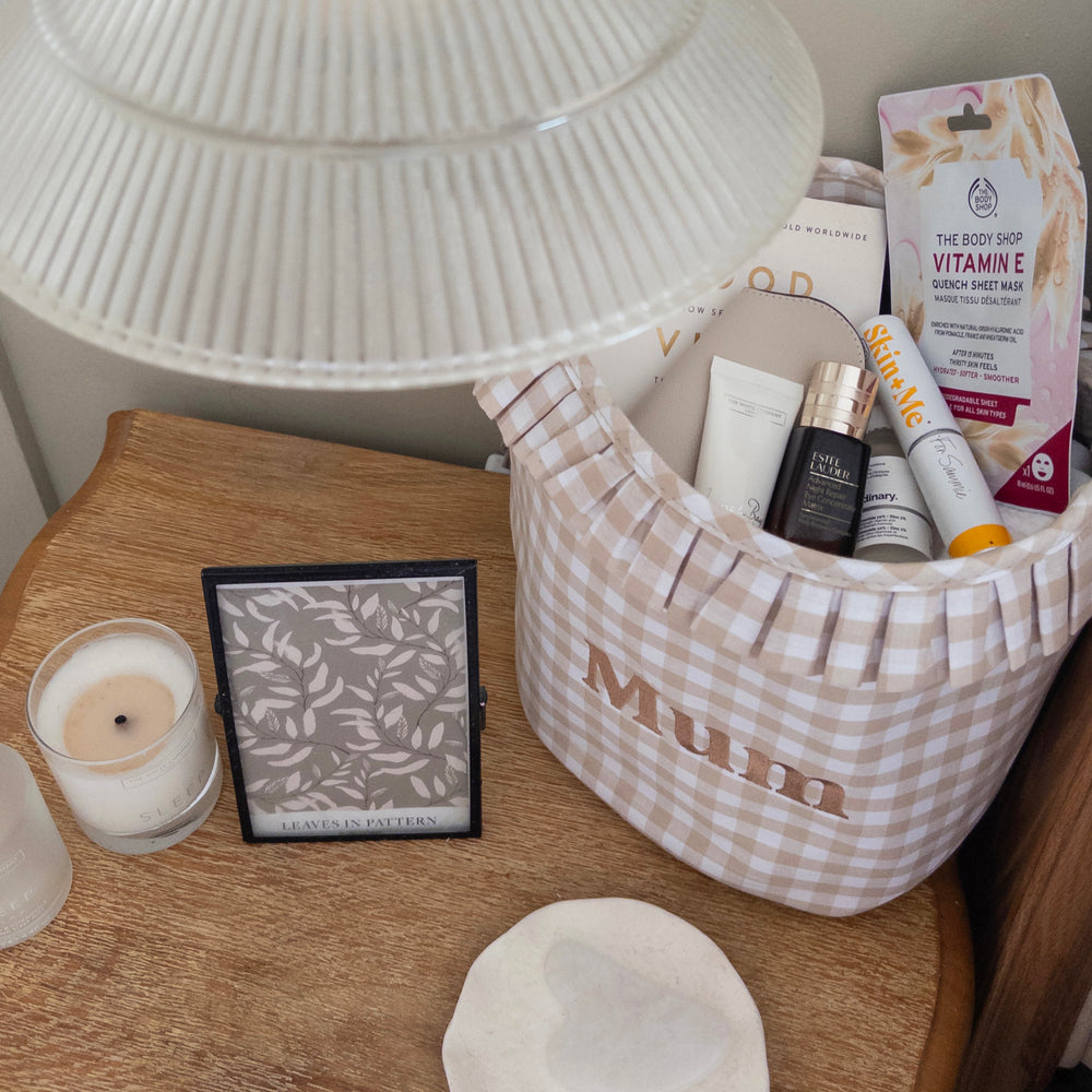 Mabel & Fox - Embroidered Gingham Ruffle Basket - Mum - Mabel & Fox