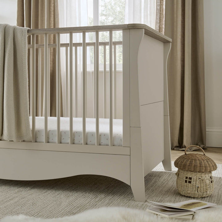 CuddleCo - Clara Cot Bed & Dresser Changer - 2 Piece - Cashmere & Ash