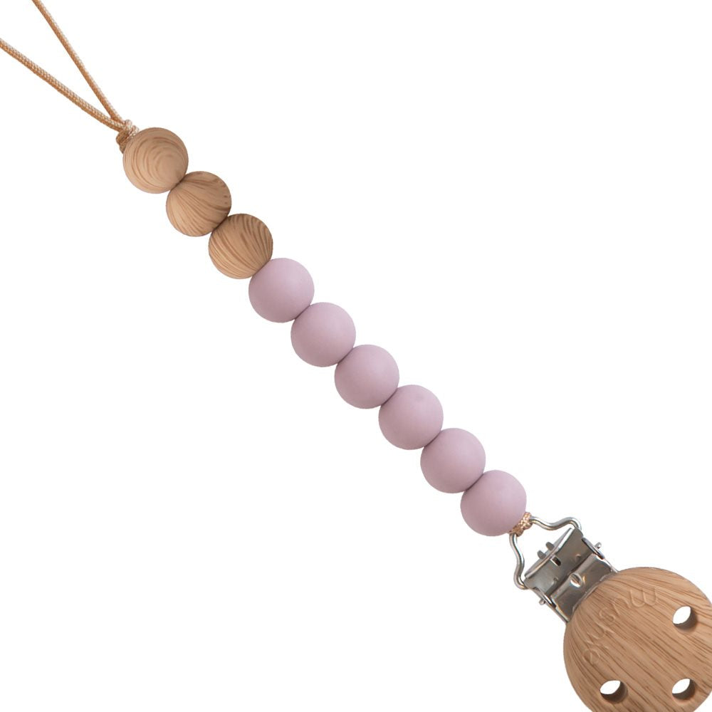 Mushie - Silicone Pacifier Clip - Eva Mauve - Mabel & Fox