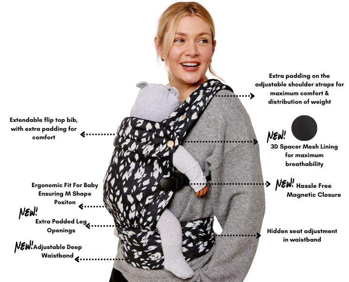 Bizzi Growin - Nomad Air Baby Carrier -  Monochrome Orca Print