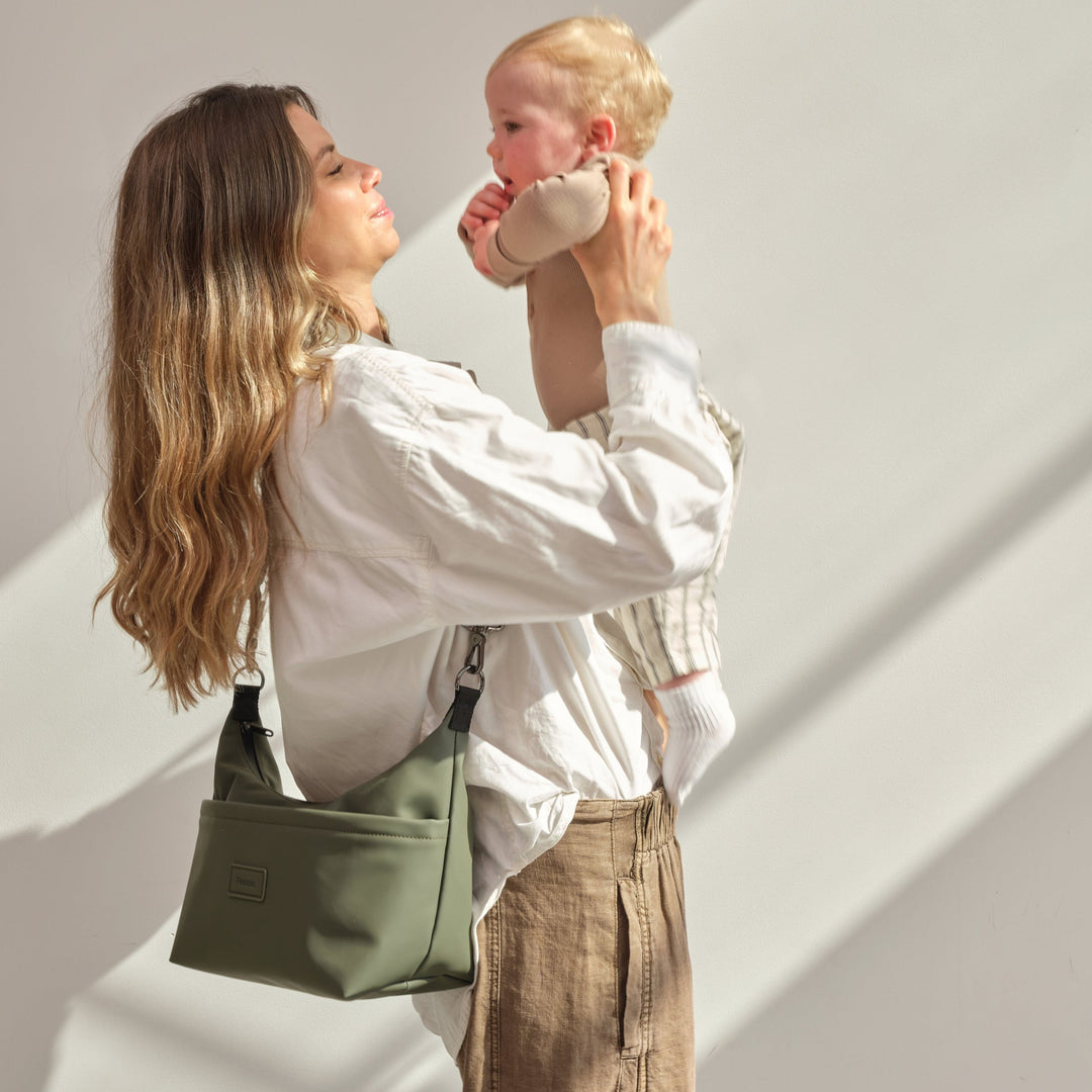 Finnson - FIA Eco Stroller Organiser with Stroller Clips - Khaki - Mabel & Fox