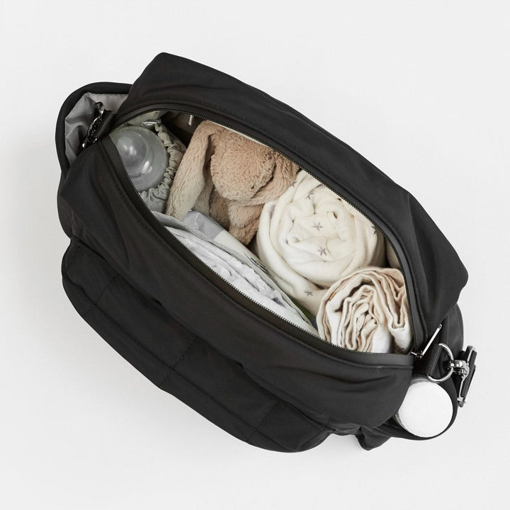 Finnson - FREYA Eco Oversized Stroller Organiser with Stroller Clips - Black - Mabel & Fox