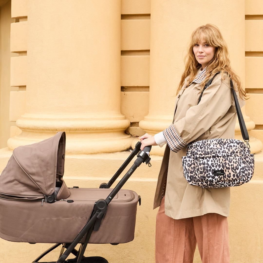 Finnson - FREYA Eco Oversized Stroller Organiser with Stroller Clips - Leopard - Mabel & Fox
