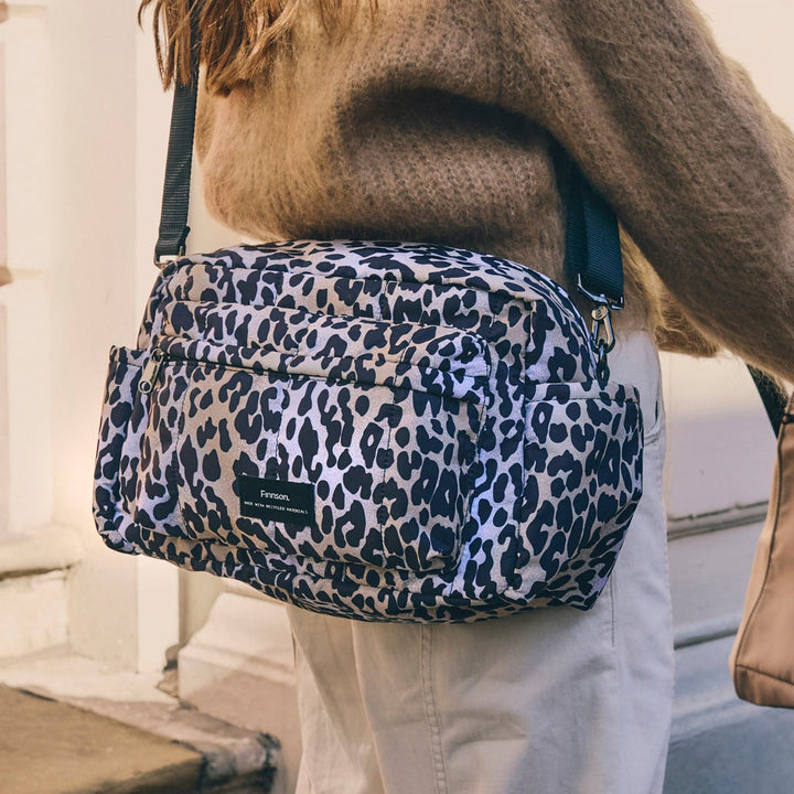 Finnson - FREYA Eco Oversized Stroller Organiser with Stroller Clips - Leopard - Mabel & Fox