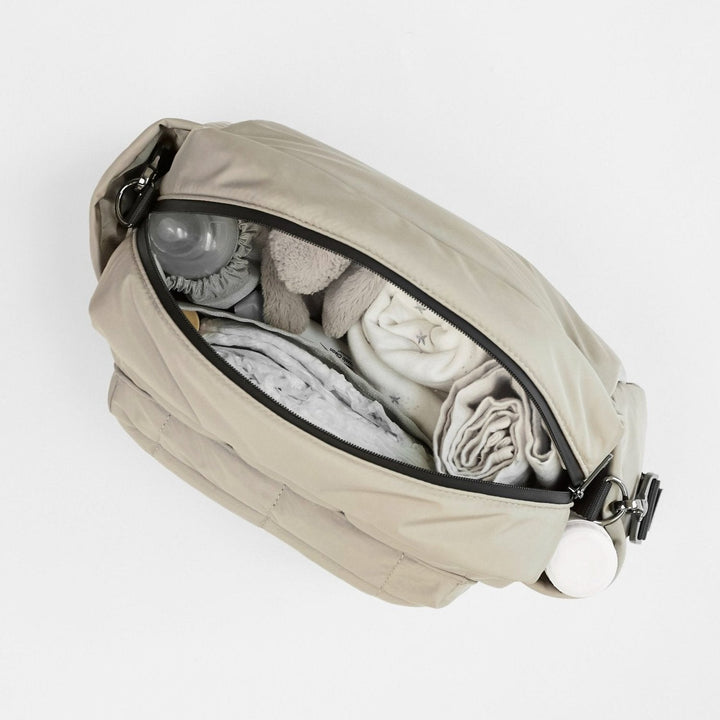Finnson - FREYA Eco Oversized Stroller Organiser with Stroller Clips - Taupe - Mabel & Fox