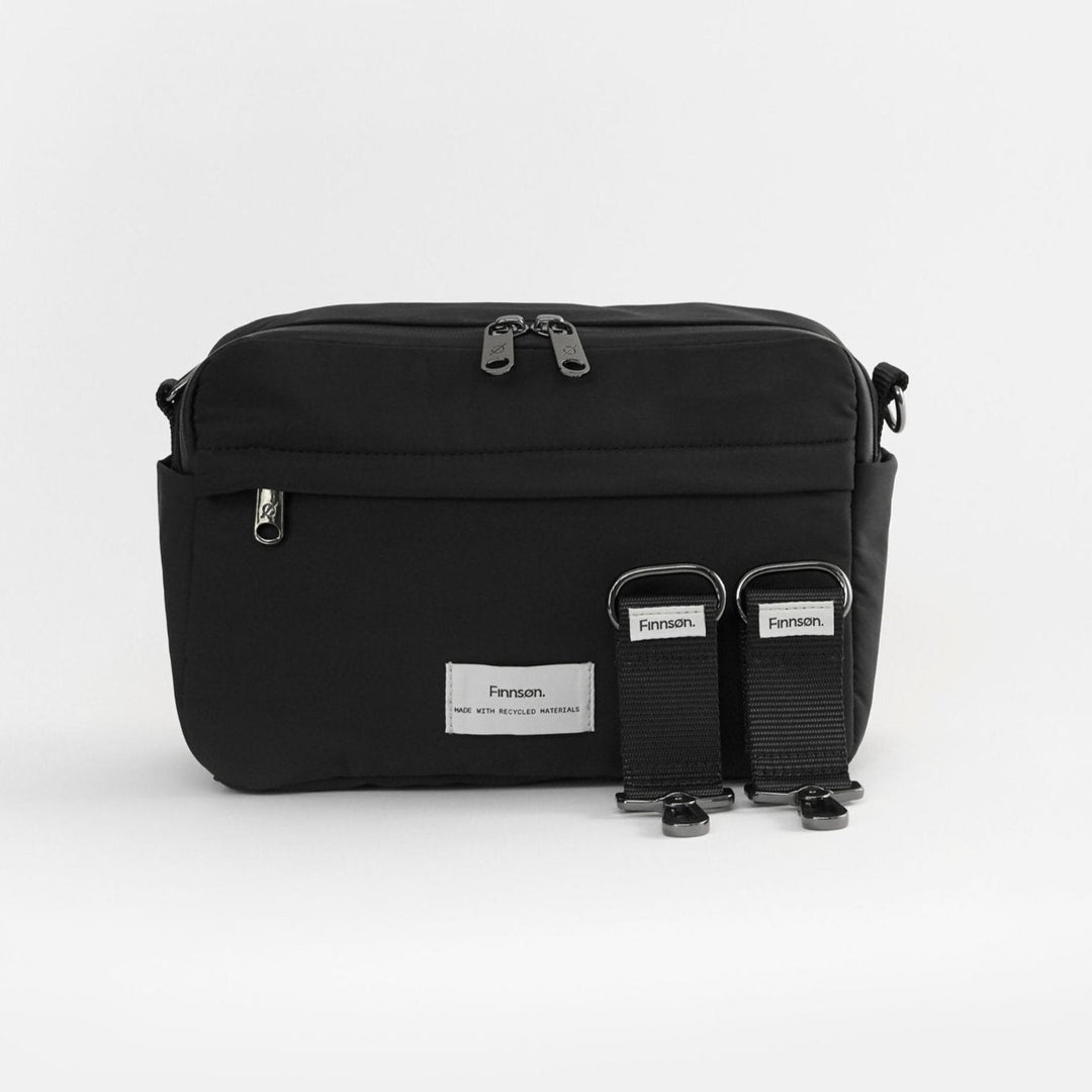 Finnson - FRIDA Eco Stroller Organiser with Stroller Clips - Black - Mabel & Fox