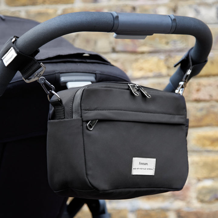 Finnson - FRIDA Eco Stroller Organiser with Stroller Clips - Black - Mabel & Fox