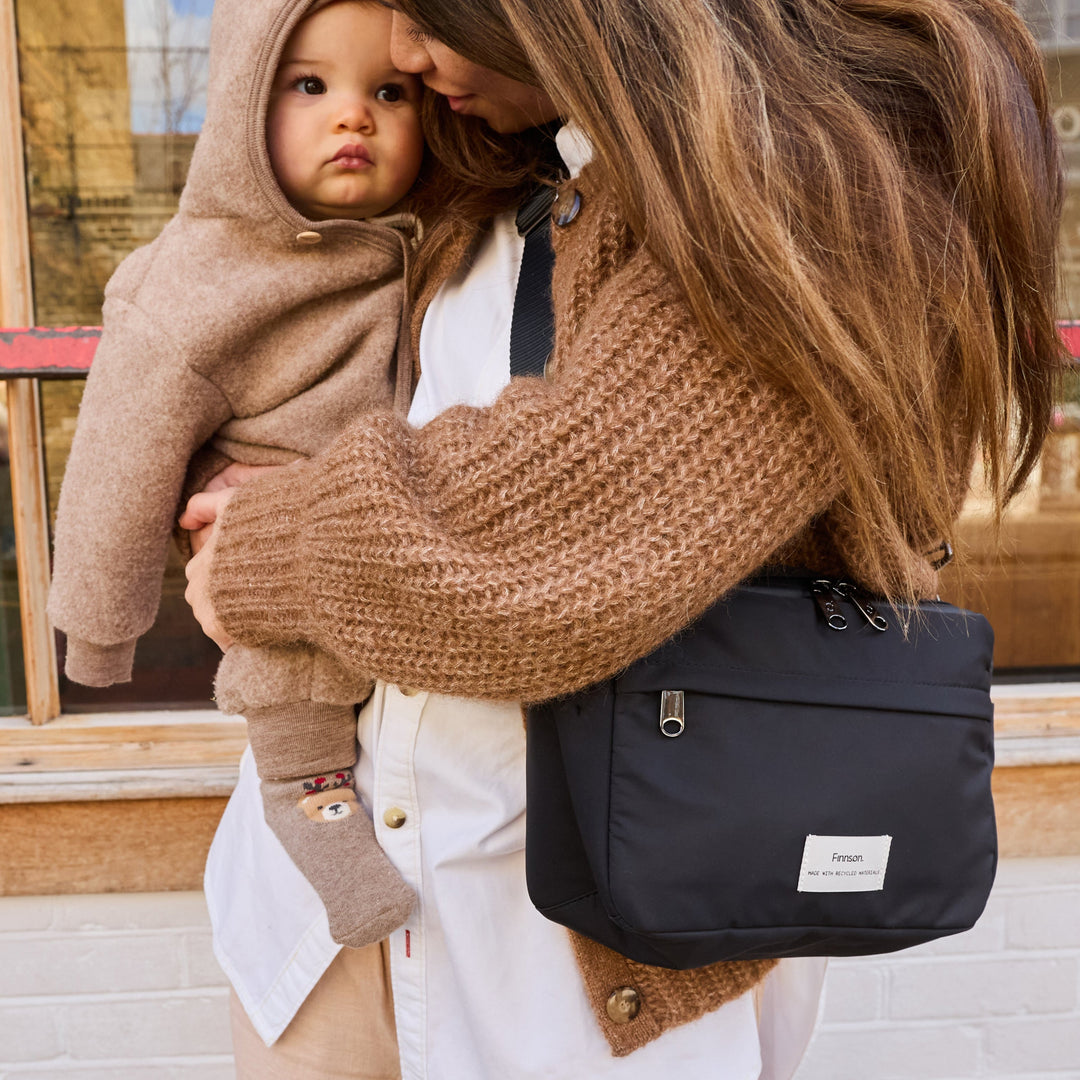 Finnson - FRIDA Eco Stroller Organiser with Stroller Clips - Black - Mabel & Fox