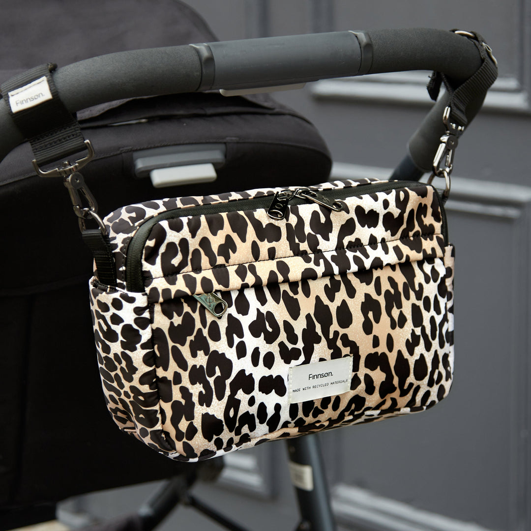 Finnson - FRIDA Eco Stroller Organiser with Stroller Clips - Leopard - Mabel & Fox