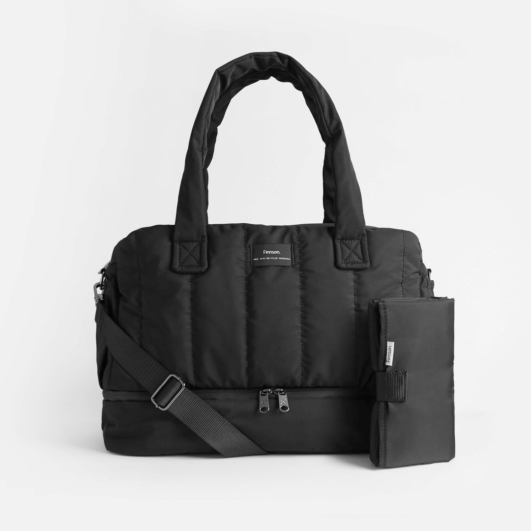 Finnson - INNES Eco Quilted Changing Bag with Changing Mat - Black - Mabel & Fox