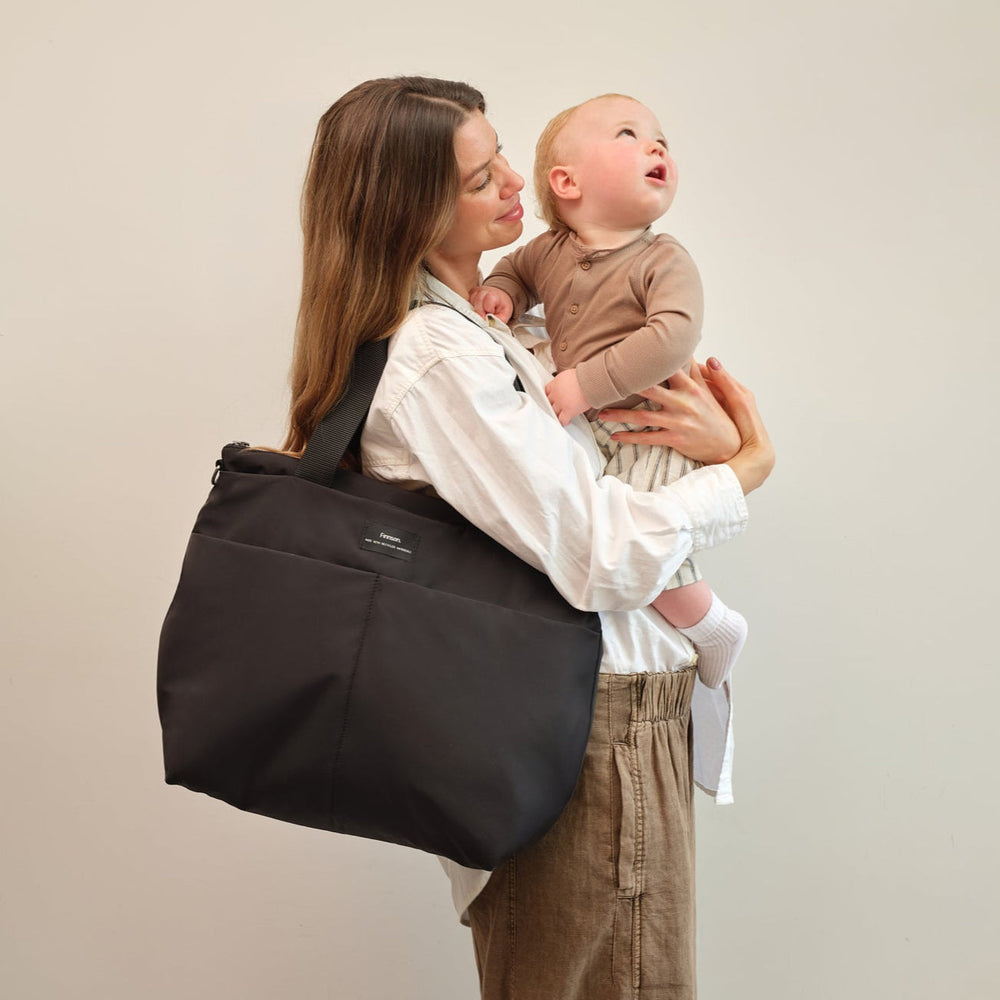 Finnson - SIGRID Eco Changing Bag with Changing Mat - Black - Mabel & Fox