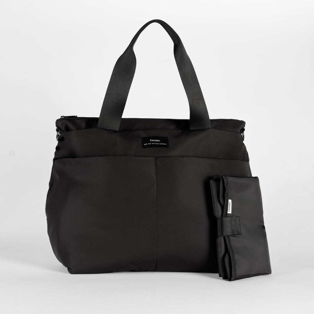 Finnson - SIGRID Eco Changing Bag with Changing Mat - Black - Mabel & Fox