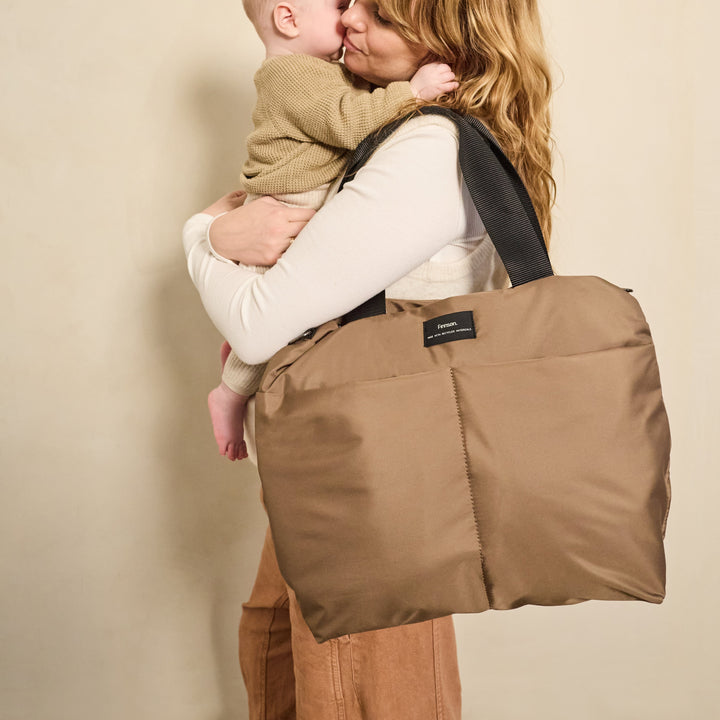 Finnson - SIGRID Eco Changing Bag with Changing Mat - Mocha - Mabel & Fox
