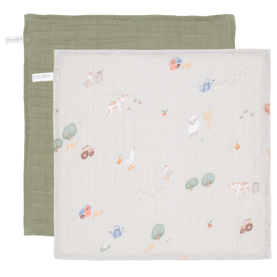 Little Dutch - Facecloths - Little Farm / Olive