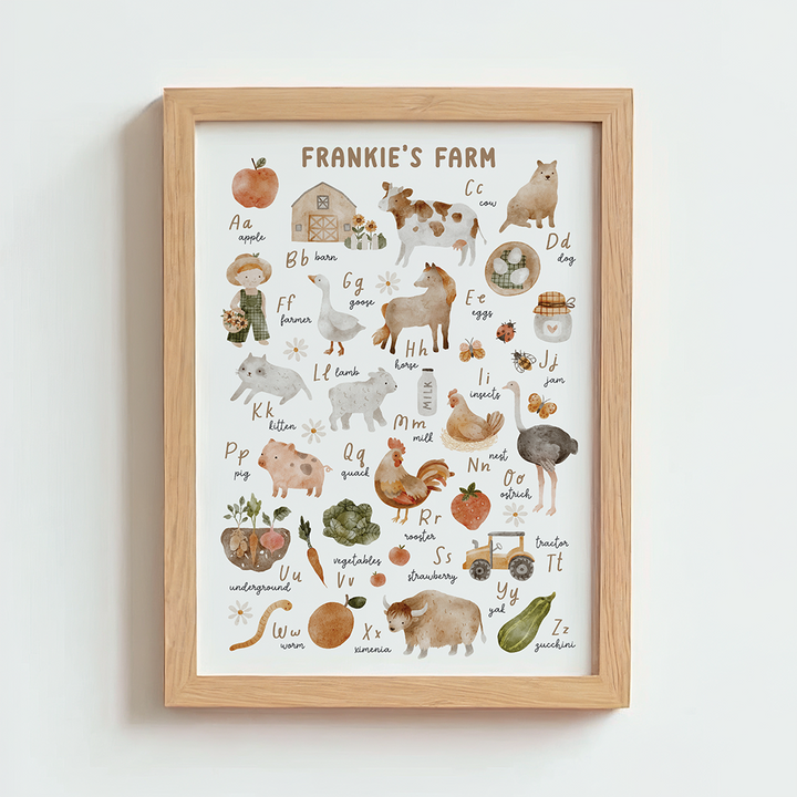 Mabel & Fox - Personalised Art Print - Farmyard Alphabet