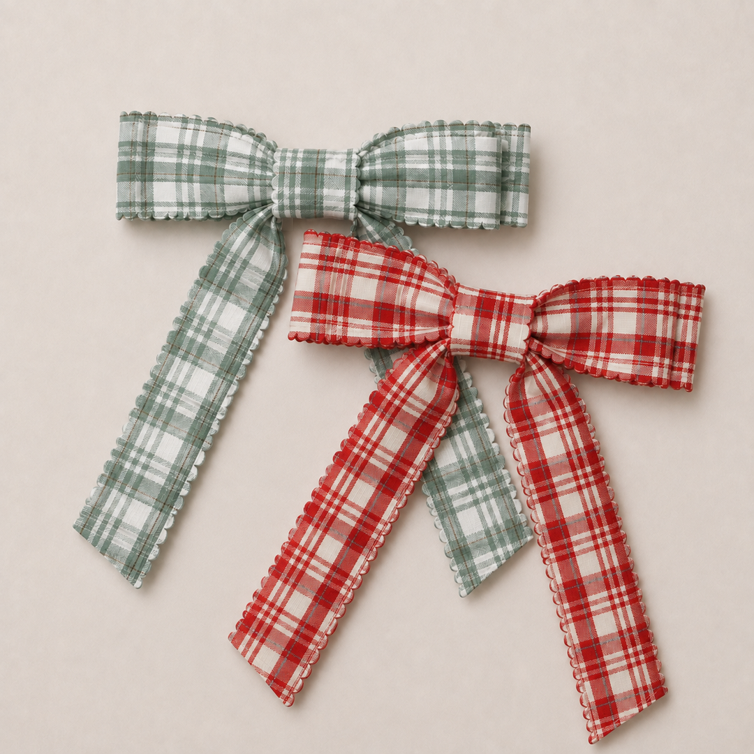 Mabel & Fox - Hair Bow Clips - Festive Plaid (2pcs)