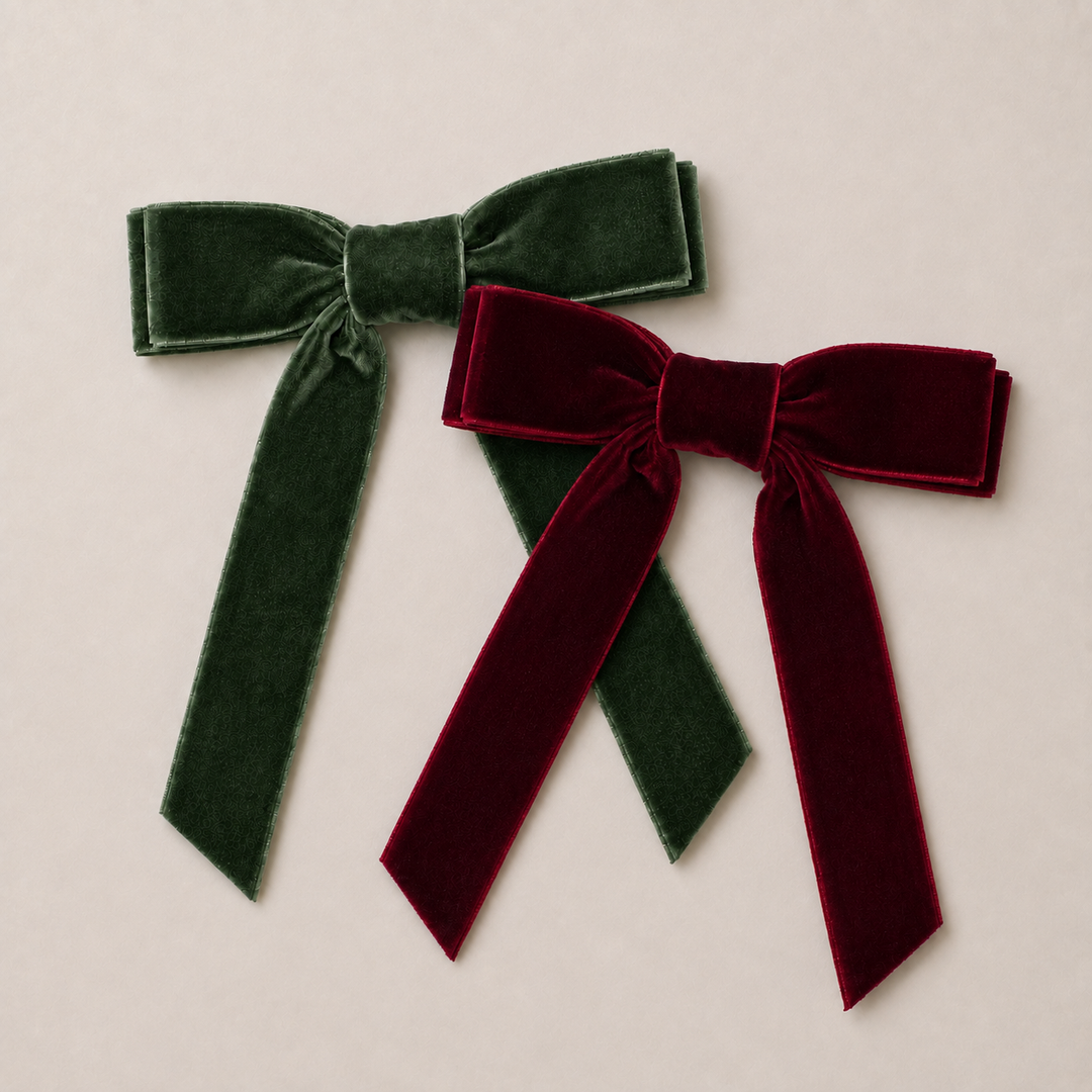 Mabel & Fox - Hair Bow Clips - Festive Velvet (2pcs)