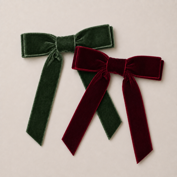 Mabel & Fox - Hair Bow Clips - Festive Velvet (2pcs)
