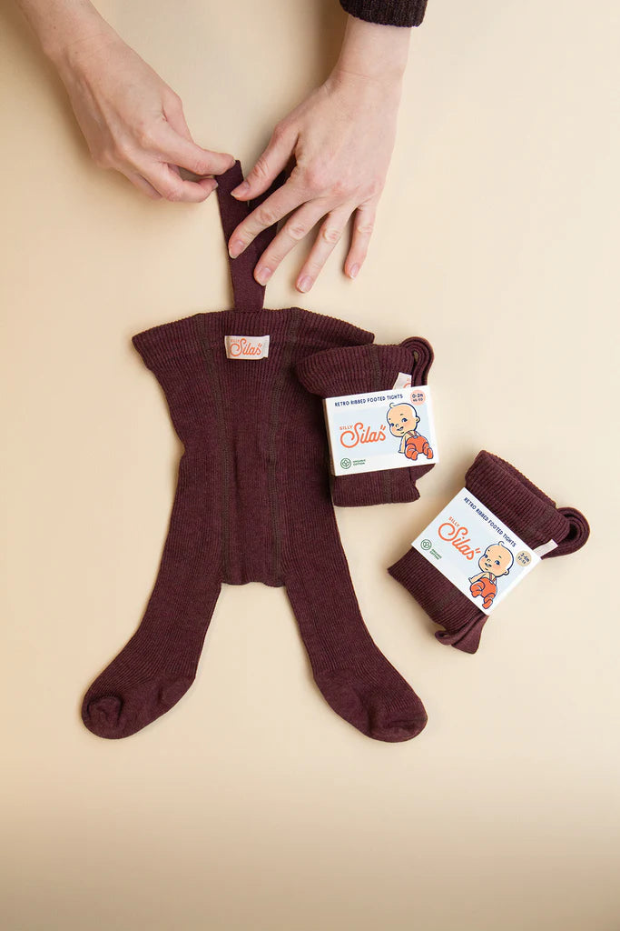 Silly Salis - Footed Cotton Tights - Fig Blend