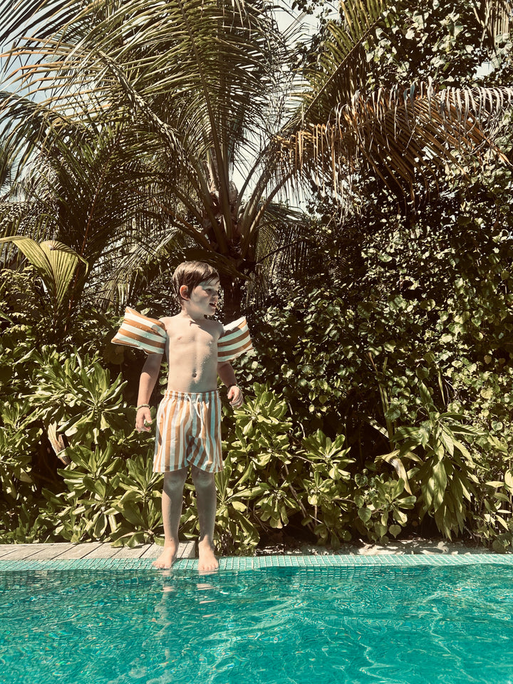 Swim Essentials - Arm Bands - Mustard White Stripes - 2-6 Years