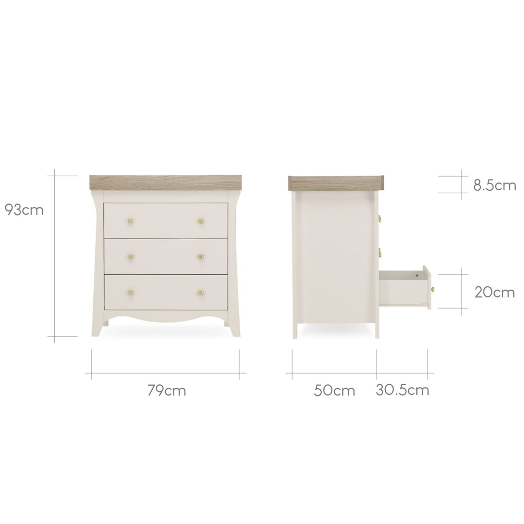 CuddleCo - Clara Cot Bed & Dresser Changer - 2 Piece - Cashmere & Ash