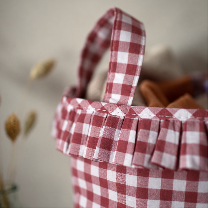 Mabel & Fox - Gingham Ruffle Basket - Red