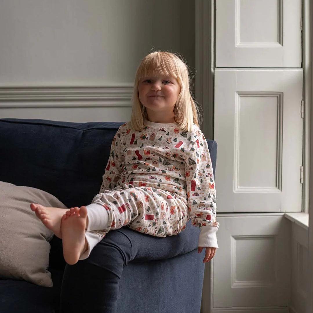 Avery Row -  Children's Jersey Pyjamas - Festive Forest - Mabel & Fox