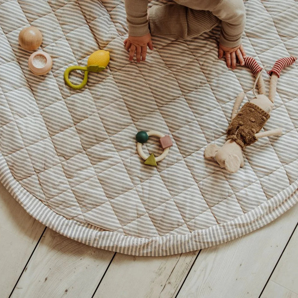 Play & Go - Soft Organic Playmat - Blue Stripes - Mabel & Fox