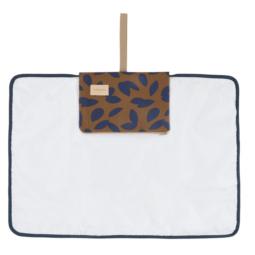 Nobodinoz- Hyde Park Waterproof Changing Pad - Blue Leaves