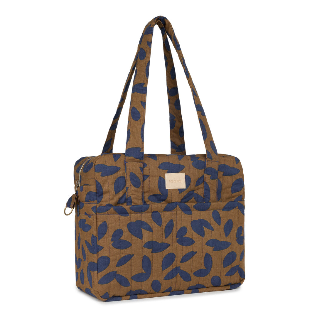 Nobodinoz- Hyde Park Waterproof Stroller Bag - Blue Leaves