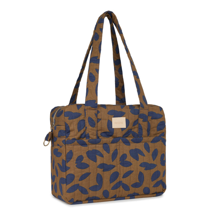 Nobodinoz- Hyde Park Waterproof Stroller Bag - Blue Leaves