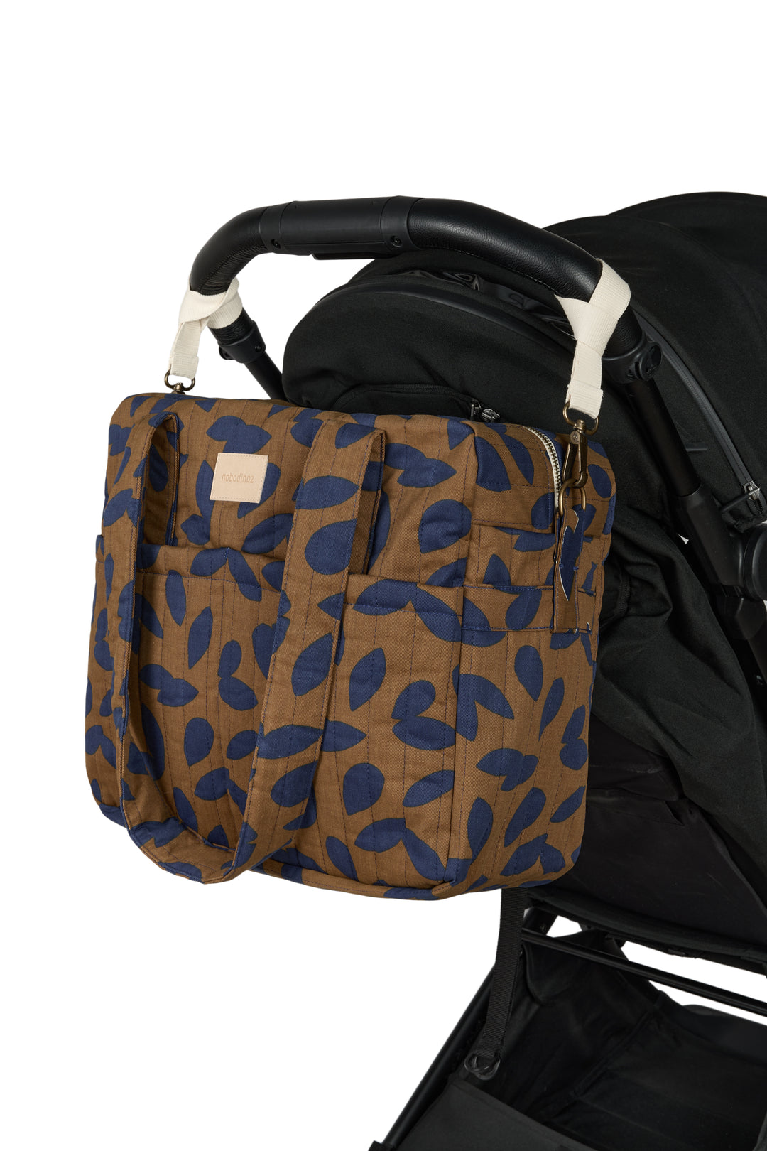 Nobodinoz- Hyde Park Waterproof Stroller Bag - Blue Leaves