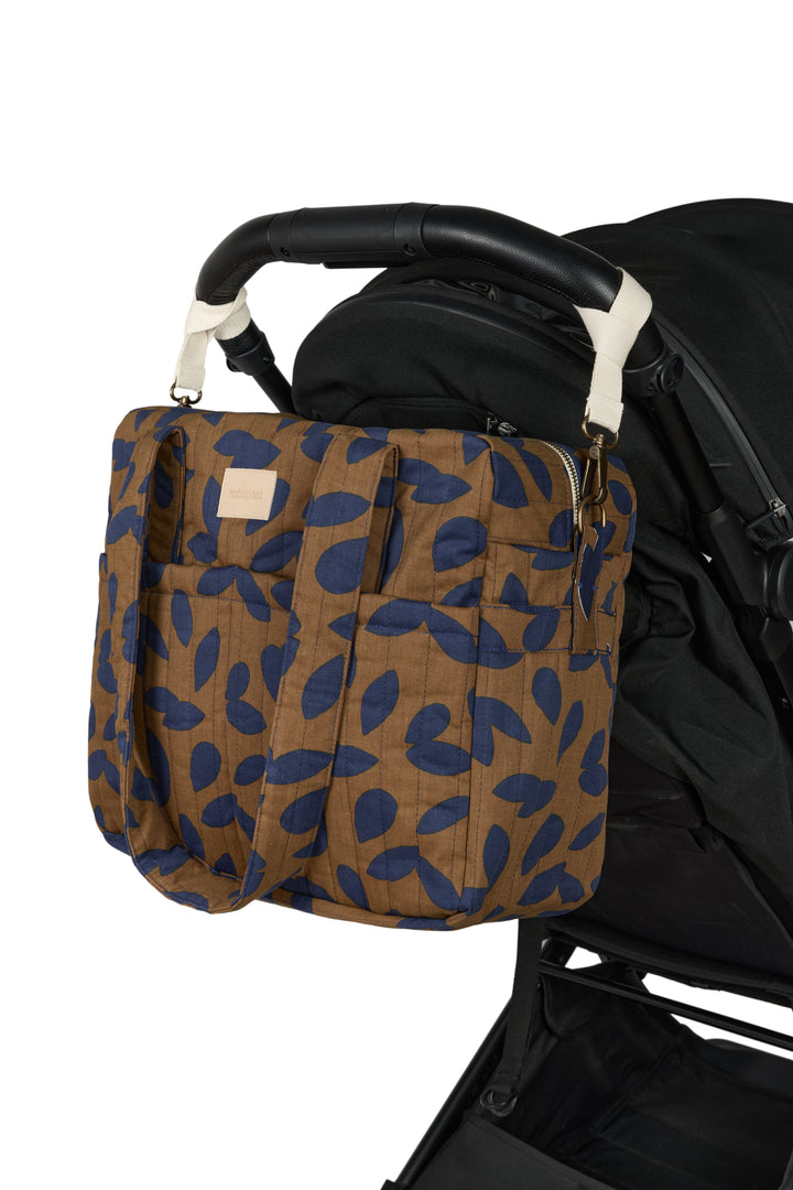 Nobodinoz- Hyde Park Waterproof Stroller Bag - Blue Leaves