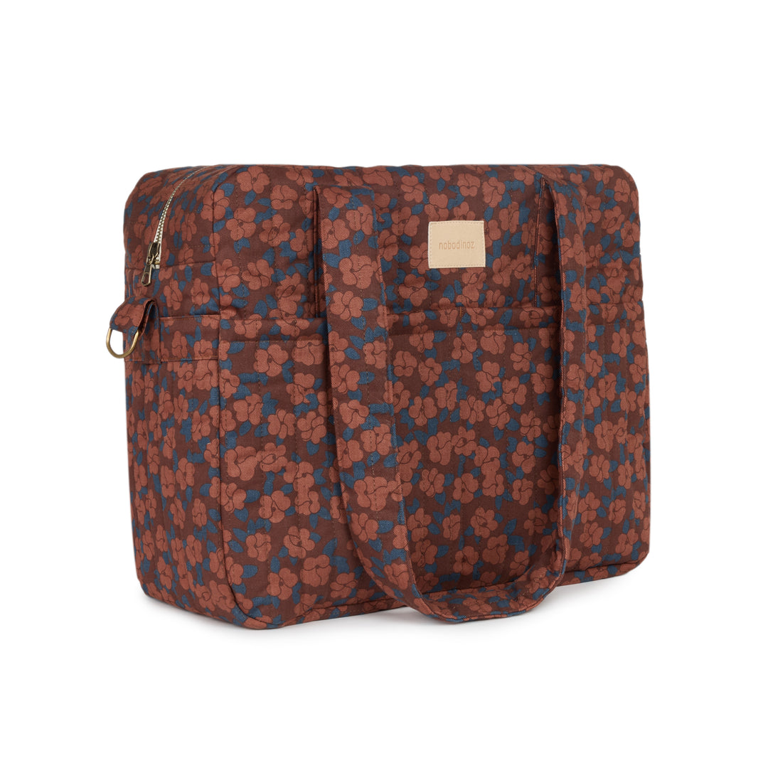 Nobodinoz- Hyde Park Waterproof Stroller Bag - Maroon Poppies